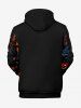 Plus Size Pumpkin Lantern Tree Castle Bat Glitter Moon Print Halloween Pocket Drawstring Pullover Hoodie For Men -  