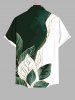 Chemise Décontractée Feuille Tropicale Imprimée en Blocs de Couleurs avec Poche de Grande Taille - Blanc XL