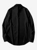 Plus Size Distressed Bat Tree Flower Sun Print Halloween Button Long Sleeves Shirt For Men -  