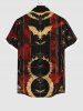 Chemise D'Halloween Boutonnée en Blocs de Couleurs Chauve-souris Imprimé avec Poche Grande Taille - Noir 4XL