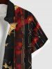 Chemise D'Halloween Boutonnée en Blocs de Couleurs Chauve-souris Imprimé avec Poche Grande Taille - Noir 4XL