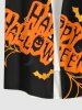 Plus Size Halloween Costume Spider Web Pumpkin Bat Star Letters Print Buttons Pocket Shirt For Men -  