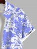 Plus Size Coconut Tree Print Buttons Pocket Hawaii Shirt For Men -  