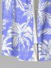 Plus Size Coconut Tree Print Buttons Pocket Hawaii Shirt For Men -  