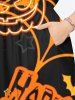 Plus Size Halloween Costume Spider Web Pumpkin Bat Star Letters Print Split Midi Dress -  