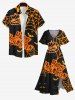 Robe D'Halloween Mi-Longue Chauve-souris Toile D'Araignée Citrouille de Grande Taille - Noir 6X