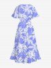 Plus Size Coconut Tree Print Split Hawaii Midi Dress -  