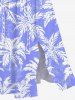 Plus Size Coconut Tree Print Split Hawaii Midi Dress -  