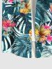 Plus Size Tropical Leaf Hibiscus Flower Print Buttons Pocket Hawaii Shirt For Men -  