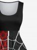 Plus Size Halloween Costume Spider Web Colorblock Print 1950s Vintage Dress -  