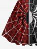 Plus Size Halloween Costume Spider Web Colorblock Print 1950s Vintage Dress -  