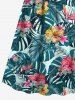 Plus Size Tropical Leaf Hibiscus Flower Print Surplice Hawaii Cami Dress -  