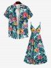 Plus Size Tropical Leaf Hibiscus Flower Print Surplice Hawaii Cami Dress -  