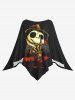 Plus Size Halloween Costume Skull Skeleton Claw Print Asymmetrical Cape Cloak -  