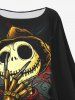 Plus Size Halloween Costume Skull Skeleton Claw Print Asymmetrical Cape Cloak -  