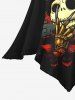 Plus Size Halloween Costume Skull Skeleton Claw Print Asymmetrical Cape Cloak -  