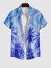 Tenue de Plage Contrastante Imprimé Cocotiers Lumière 3D Grande Taille pour Couples - Bleu Ciel 