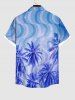 Tenue de Plage Contrastante Imprimé Cocotiers Lumière 3D Grande Taille pour Couples - Bleu Ciel 