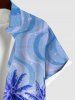 Tenue de Plage Contrastante Imprimé Cocotiers Lumière 3D Grande Taille pour Couples - Bleu Ciel 