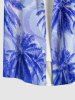 Tenue de Plage Contrastante Imprimé Cocotiers Lumière 3D Grande Taille pour Couples - Bleu Ciel 