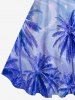 Tenue de Plage Contrastante Imprimé Cocotiers Lumière 3D Grande Taille pour Couples - Bleu Ciel 