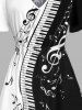 Robe Note de Musique Imprimée en Couleur Contrastée à Ourlet Fendu - Noir XXL | NOUS 14