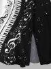 Robe Note de Musique Imprimée en Couleur Contrastée à Ourlet Fendu - Noir XXL | NOUS 14