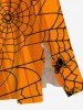 Plus Size Halloween Costume Spider Web Print Split Midi Dress -  