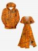 Plus Size Halloween Costume Spider Web Print Split Midi Dress -  
