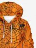 Sweat à Capuche Imprimé Toile D'araignée Halloween Costume à Cordon de Serrage Grande Taille pour Homme - Orange 7XL