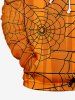 Sweat à Capuche Imprimé Toile D'araignée Halloween Costume à Cordon de Serrage Grande Taille pour Homme - Orange 7XL