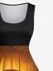 Plus Size Halloween Costume Pumpkin Latern Cat Galaxy Glitter 3D Print 1950s Vintage Dress -  