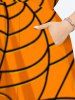Plus Size Halloween Costume Spider Web Print Split Midi Dress -  