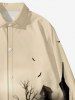 Chemise D'Halloween Boutonnée Déchirée Citrouille Oiseau et Château Imprimés à Manches Longues de Grande Taille - Multi-A 8XL