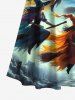 Plus Size Wizard Broom Ombre Sky Cloud Print Halloween Costume Crisscross A Line Maxi Dress -  