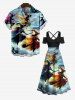 Plus Size Wizard Broom Ombre Sky Cloud Print Halloween Costume Crisscross A Line Maxi Dress -  