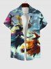 Chemise D'Halloween Graphique Lune et Nuage Colorés Imprimés avec Poche de Grande Taille - Multi-A S