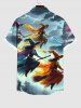 Chemise D'Halloween Graphique Lune et Nuage Colorés Imprimés avec Poche de Grande Taille - Multi-A S