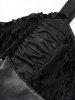 Plus Size Glitter Floral Flocking Ruched PU Panel Belted Split Layered High Low Asymmetric A Line Tank Dress -  