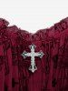 Gothic Plus Size Lace Up Ruffles Cross Tank Dress -  