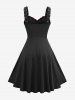 Gothic Plus Size Lace Up Ruffles Cross Tank Dress -  