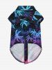 Pet's Ombre Coconut Tree Print Buttons Hawaii Shirt -  