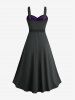 Robe Jointif en Dentelle Fleurie en Blocs de Couleurs avec Strass Amovible - Noir 5x | US 30-32