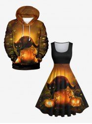 Halloween Costume Pumpkin Latern Cat Galaxy Glitter 3D Print Plus Size Matching Outfit For Couples -  