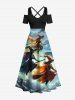 Halloween Costume Wizard Broom Ombre Sky Cloud Print Plus Size Matching Set For Couples -  