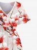 Tenue de Plage Tendance Grande Taille Imprimé à Fleurs de Pêche pour Couples - Multi-A 