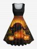 Halloween Costume Pumpkin Latern Cat Galaxy Glitter 3D Print Plus Size Matching Outfit For Couples -  
