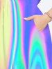 Plus Size Colorful Neon Light Beam 3D Print Split Hawaii Midi Dress -  