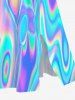 Plus Size Colorful Neon Light Beam 3D Print Split Hawaii Midi Dress -  