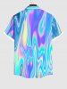 Plus Size Colorful Neon Light Beam 3D Print Buttons Pocket Hawaii Shirt For Men -  